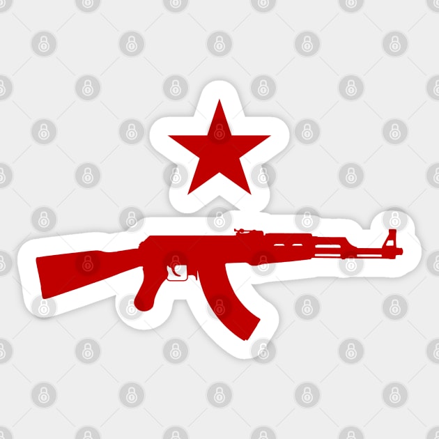 Red Star AK47 - Leftist, Socialist, Socialism Sticker by SpaceDogLaika